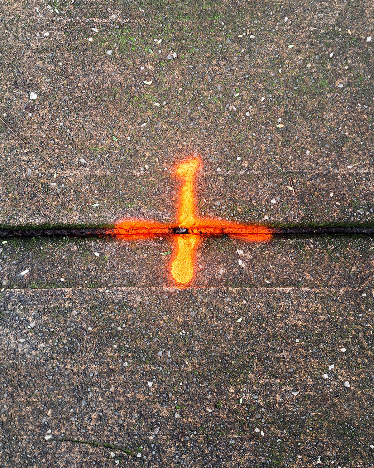 Orange markings on the ground