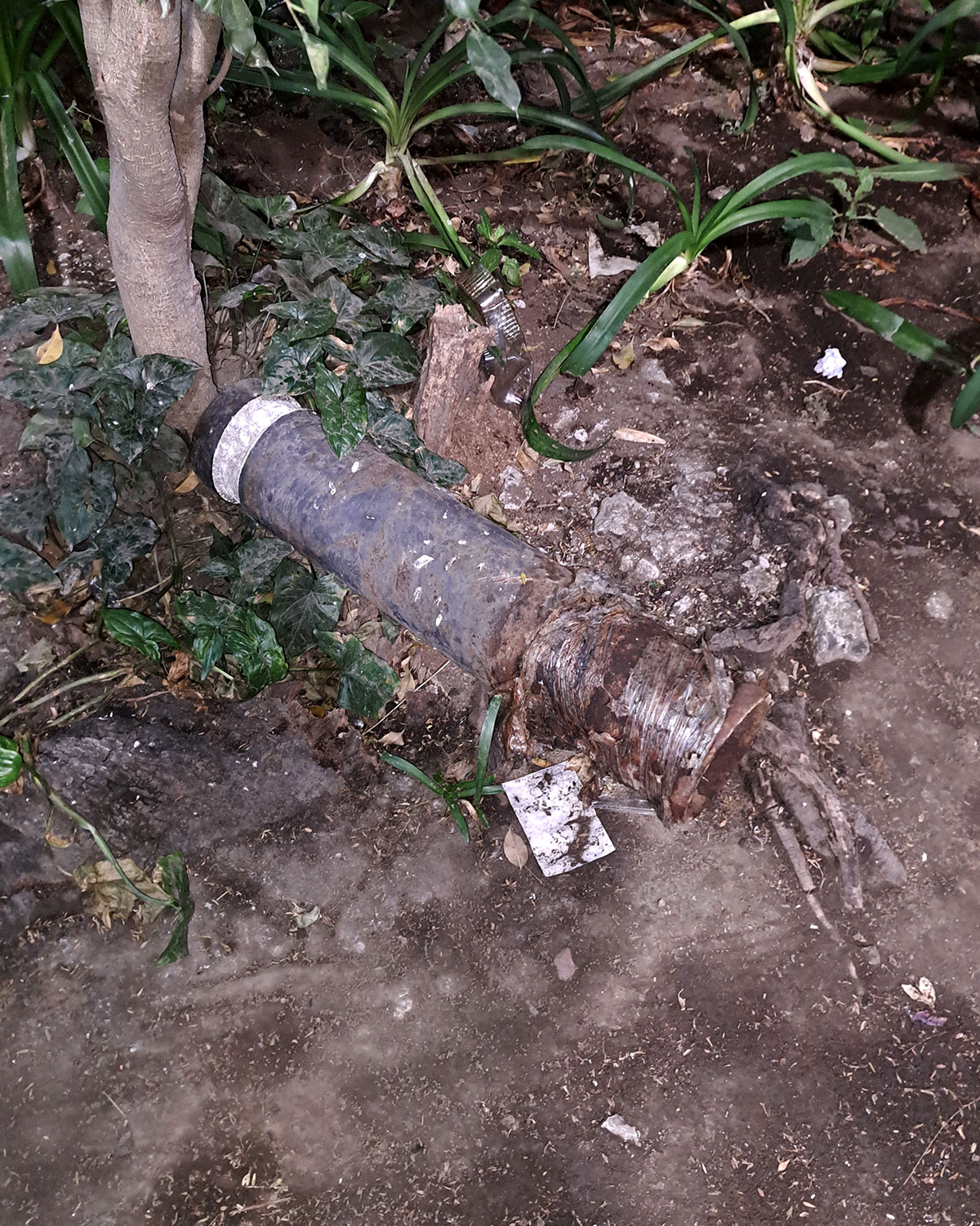 Traffic bollards, crashed