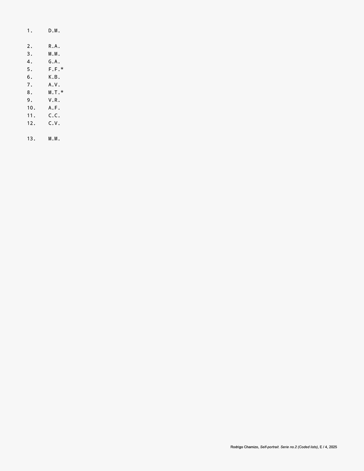 Coded lists prints