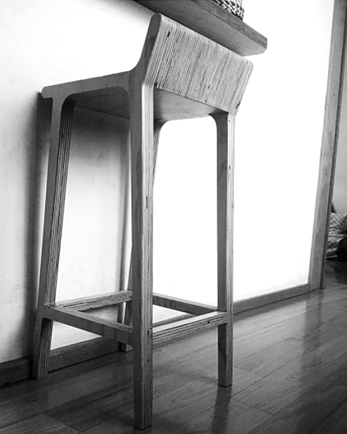 Plywood high stool