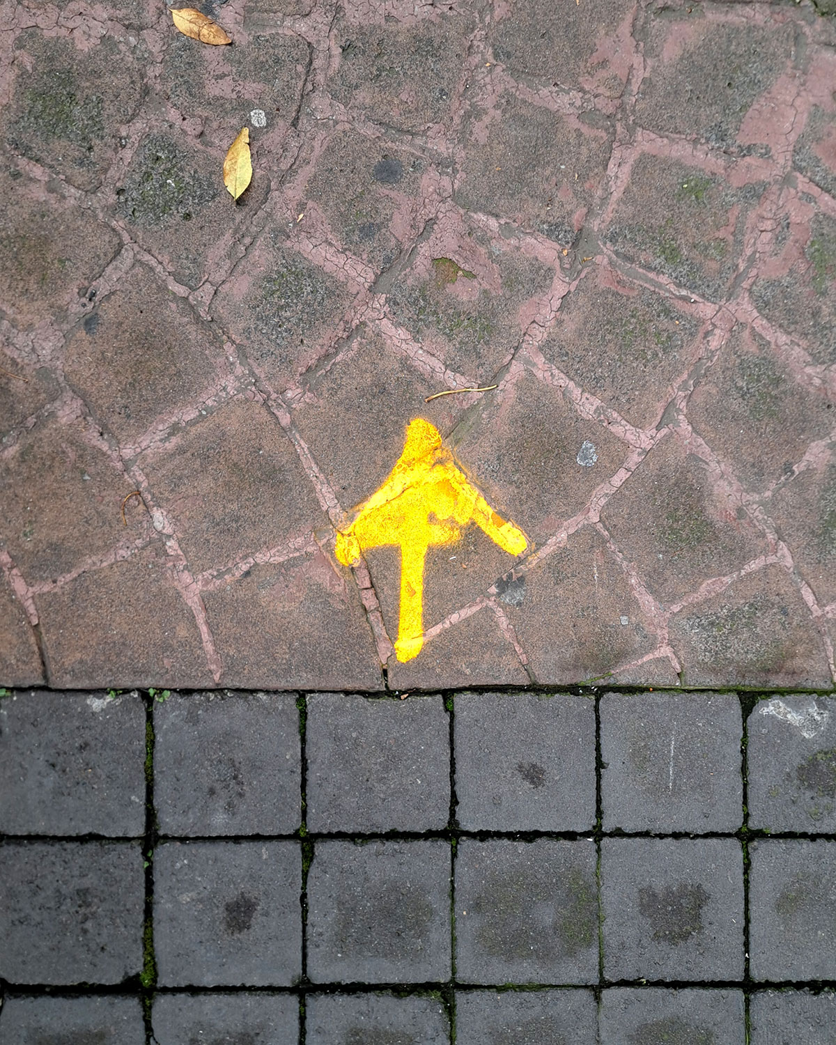 Orange markings on the ground